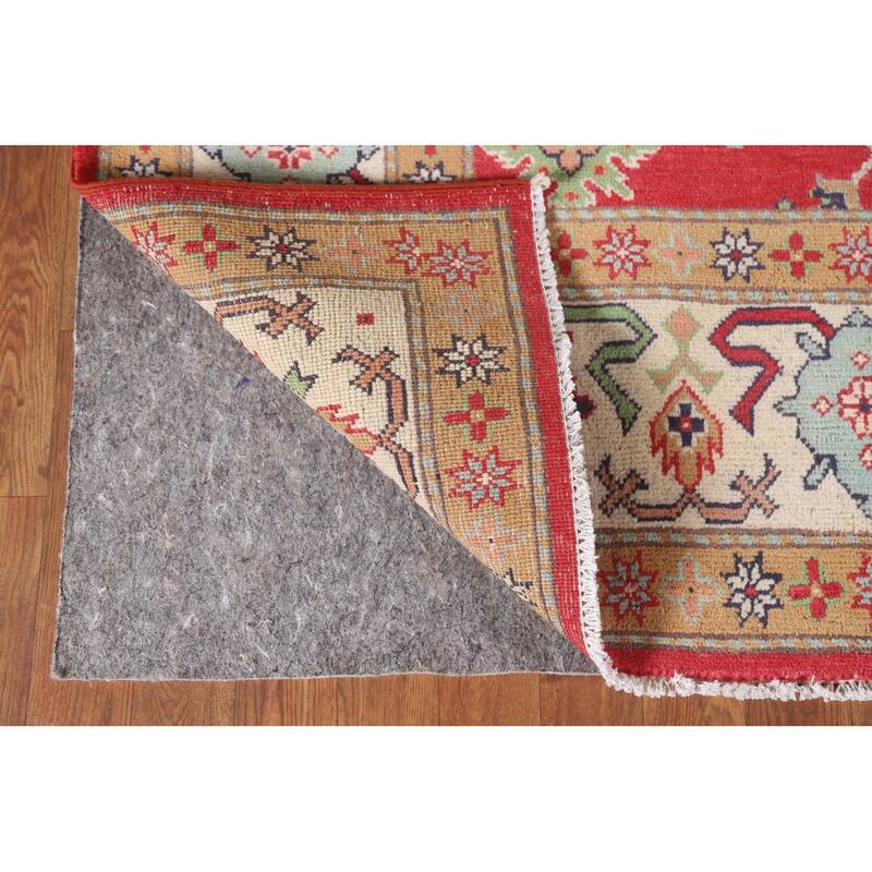 Hand Knotted Oriental 100% Wool Carpet Traditional All-Over Red Kazak Area Rug - 9' 6'' X 6' 8''