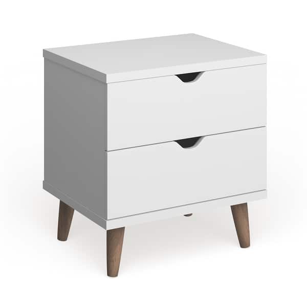 slide 4 of 6, DH BASIC Scandinavian White 2-drawer Nightstand by Denhour White - 2-drawer
