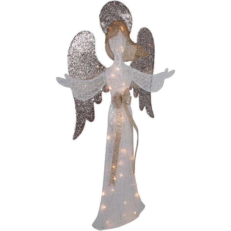 49.25" LED Lighted White and Gold Angel Christmas Decoration