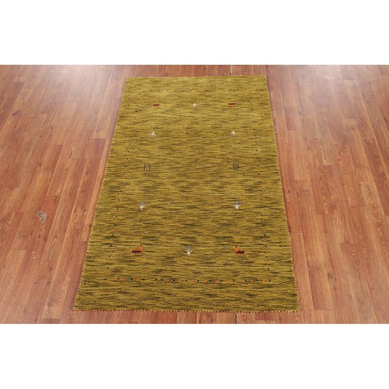 Tribal Gabbeh Indian Accent Rug Handmade Wool Carpet - 3'2" x 4'11"
