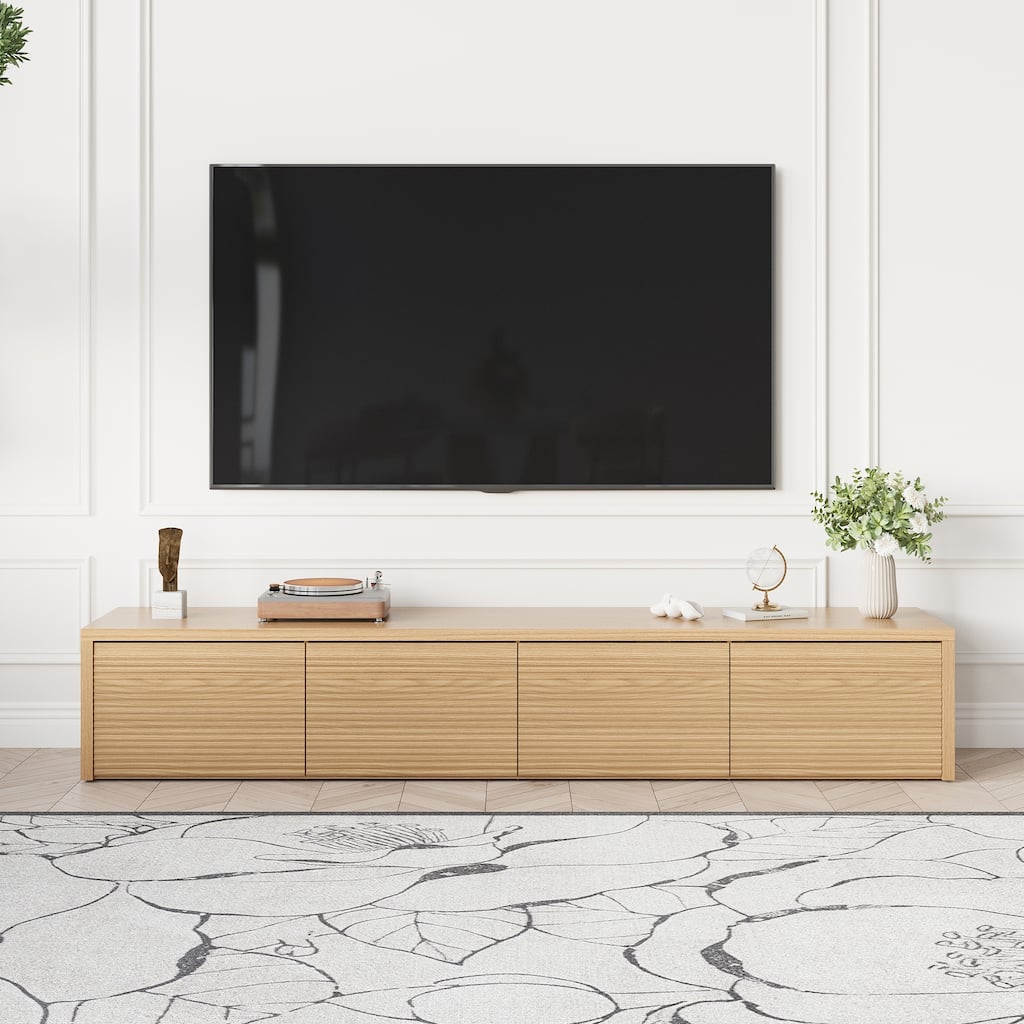 78.74" Modern TV Stands, Natural Wood Texture, Media Console with 4 Drawers