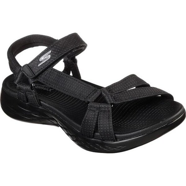 Skechers Women's On the GO 600 Brilliancy Ankle Strap Sandal Black/Black