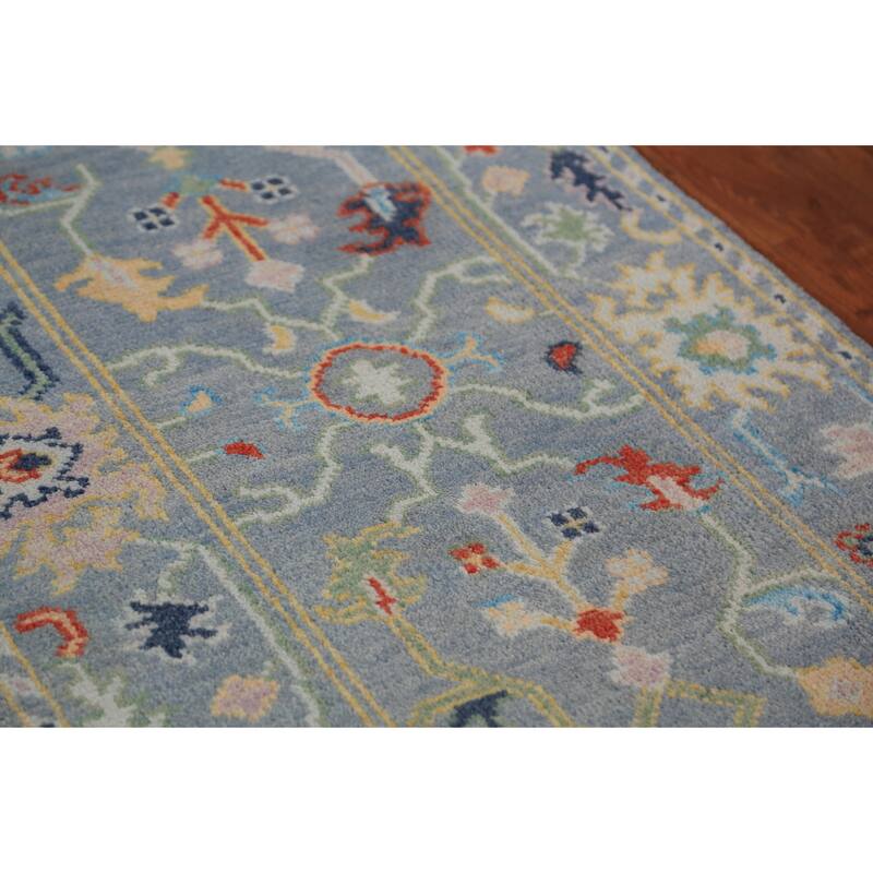 Floral Oushak Indian Runner Rug Hand-Knotted Wool Carpet - 2'6"x 7'9"