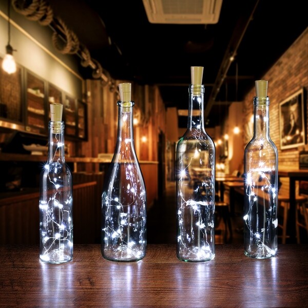AGPtek 4PCS Cork shape lights Bottle Mini String Light 30inch for Decoration - White
