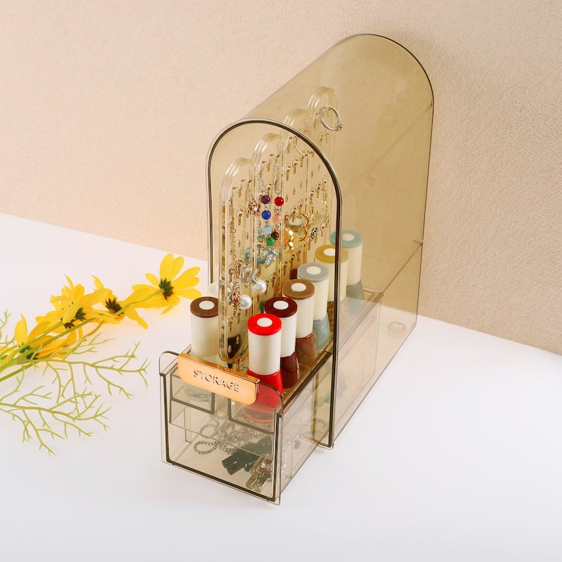 Makeup Organizer Skincare Organizers Cosmetic Display Cases for Lotions Brown - 8.19"x6.69"x3.23"
