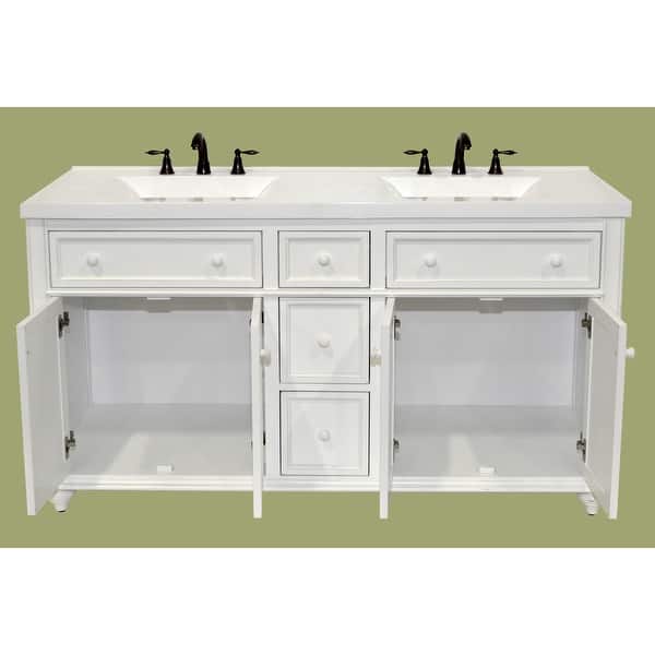 Sagehill Designs Cr6021dn Designer White Cottage Retreat 60 Bathroom Vanity Cabinet Only With 3 Drawers And 2 Cabinets Overstock 16903307