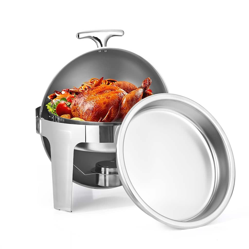 6.8 Qt Chafing Dish Buffet Set, with Roll Top Lid, Stainless Steel Chafing Server Set