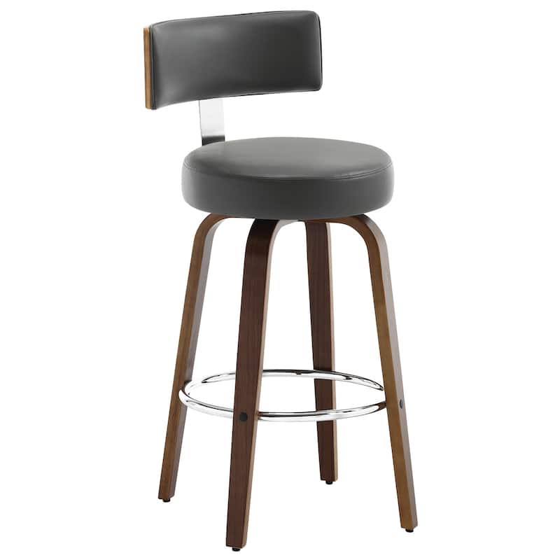 Faux Leather Upholstered Swivel Counter/ Bar Stools Set of 1/2/4 - Single - Grey - Bar Height