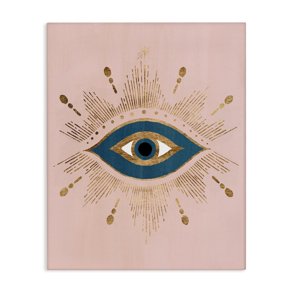 Stupell Evil Eye Glam Boho Pattern Bold Blue Pink Canvas Wall Art