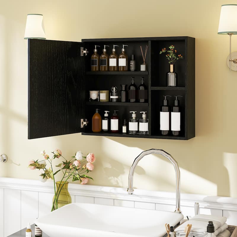 Gymax Bathroom Medicine Cabinet Wall Mounted Storage Organizer w/