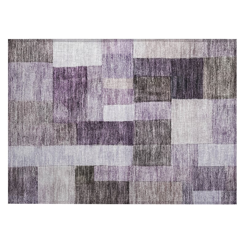 Machine Washable Indoor/ Outdoor Contemporary Geo Chantille Rug