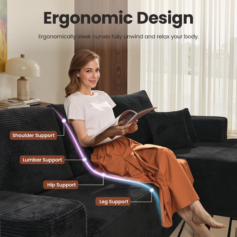 ​​OVIOS Lazy Chaise Lounge Sofa with Ottoman​