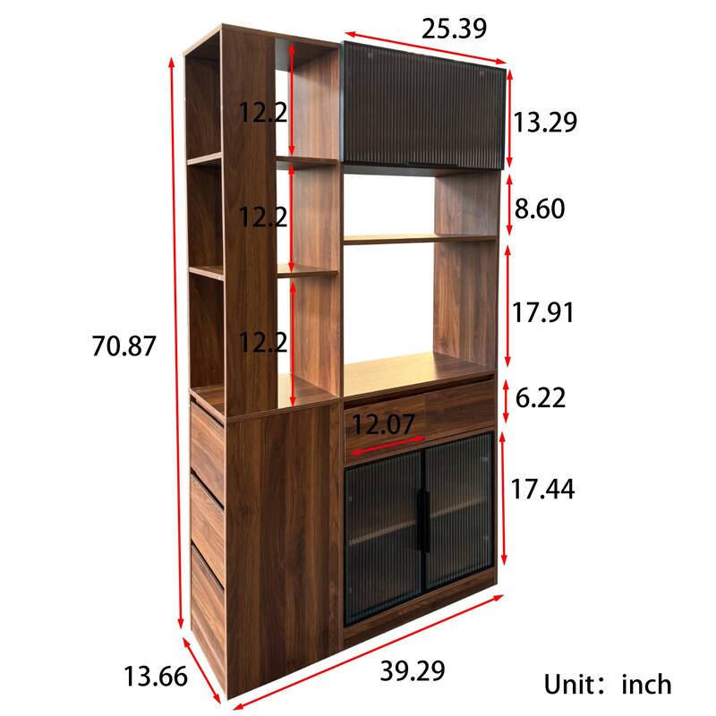 70.87"H Tall Storage Cabinet with Multi-functional Storage Space, Modern Wooden Entrance Organizer for Hallway, Living Room