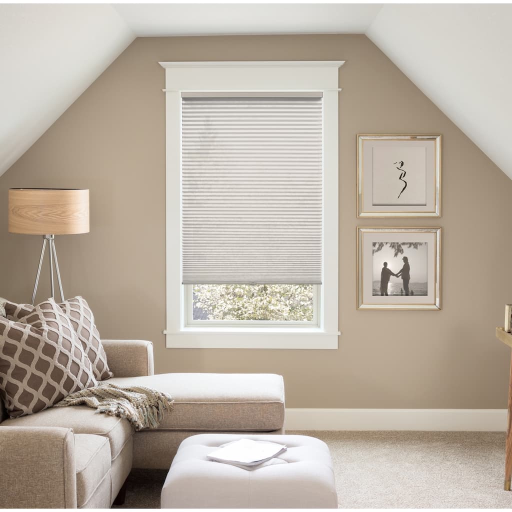 BlindsAvenue Custom 3/4" Pleat, Cordless Cellular Shades, Color Alabaster Beige, Light Filtering Fabric