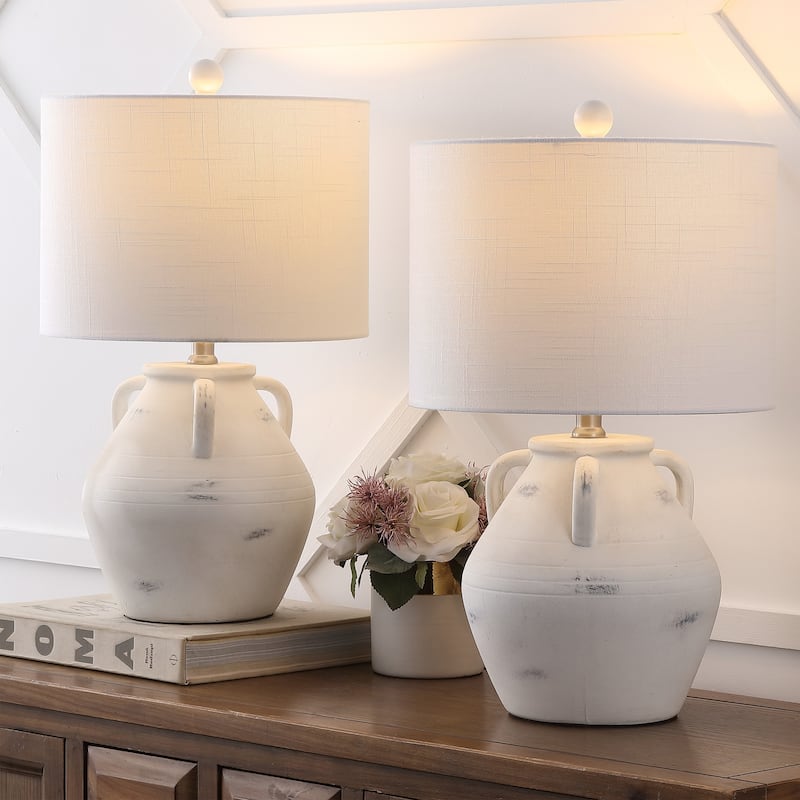 Altea 20.5" Pottery Jar LED Table Lamp(Set of 2), By JONATHAN Y - White
