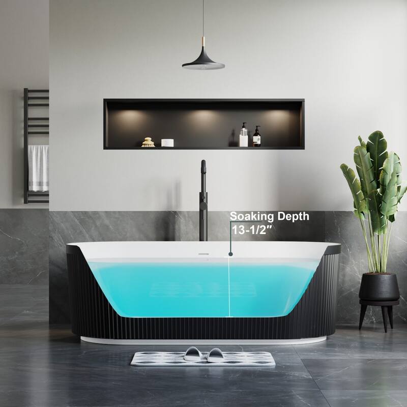 Repose 67" Fluted Acrylic Soaking Tub - Oval - 31D x 67W x 23H