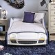 preview thumbnail 9 of 9, Rixi Modern White Chrome Wheel Car Kids Bed by Furniture of America