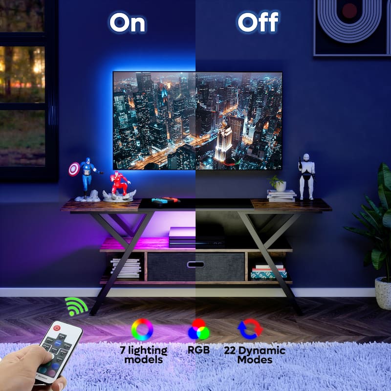55 inch LED TV Stand for TVs up to 65 inch Media Console Entertainment Center with Drawer