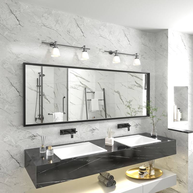 Aluminum Alloy Framed French Cleat Mounted Tempered Glass Wall Vanity Mirror