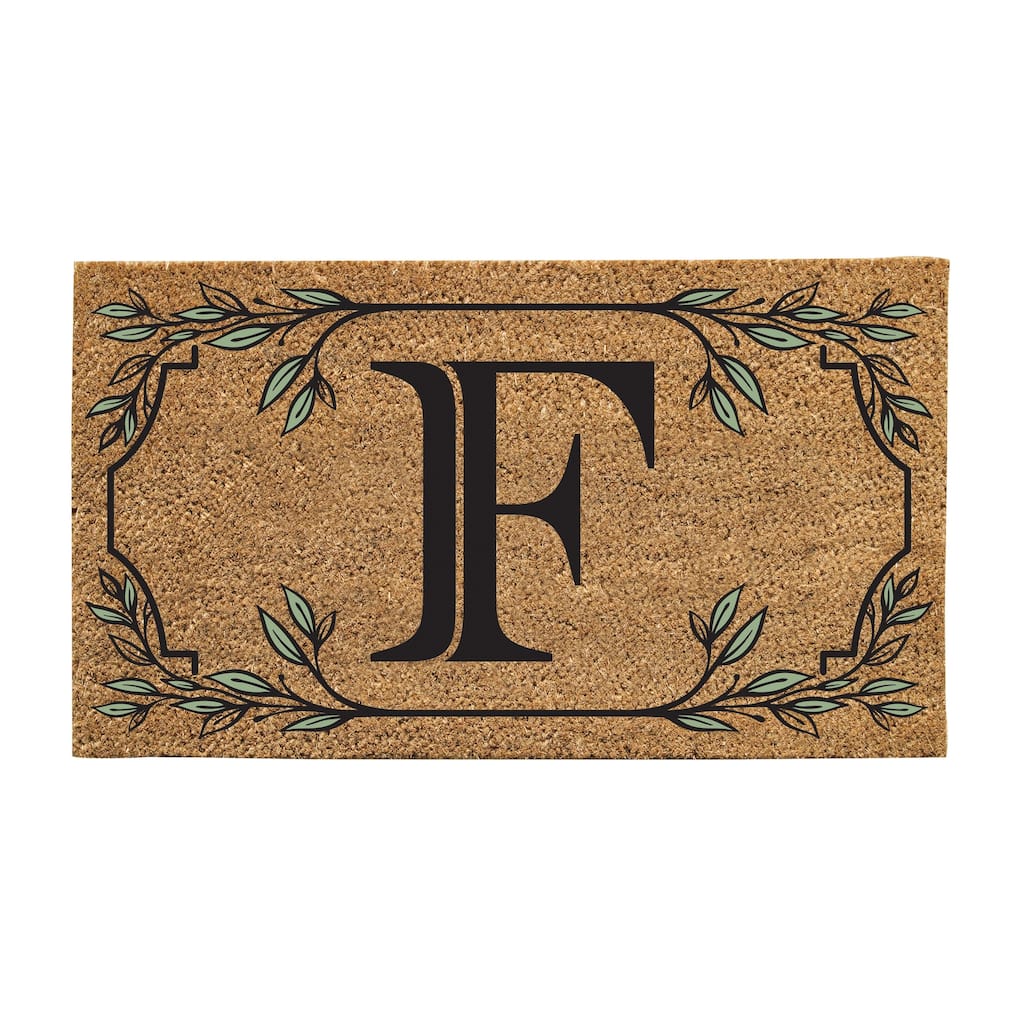 28 in. x 16 in. Monogram Coir Mat, Letter "F"