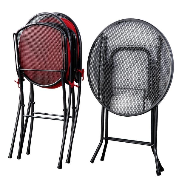 Shop Costway 3 Pcs Folding Steel Mesh Outdoor Patio Table Chair