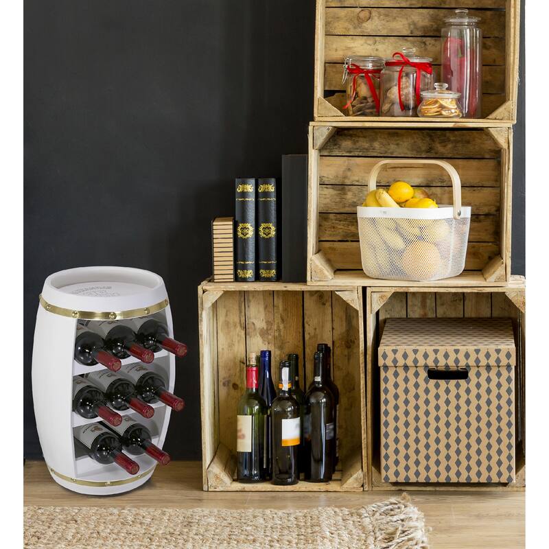 CoTa Global White and Gold Alexander Wine Rack for 8 Wine Bottles - 13Lx12Wx19.3H inches