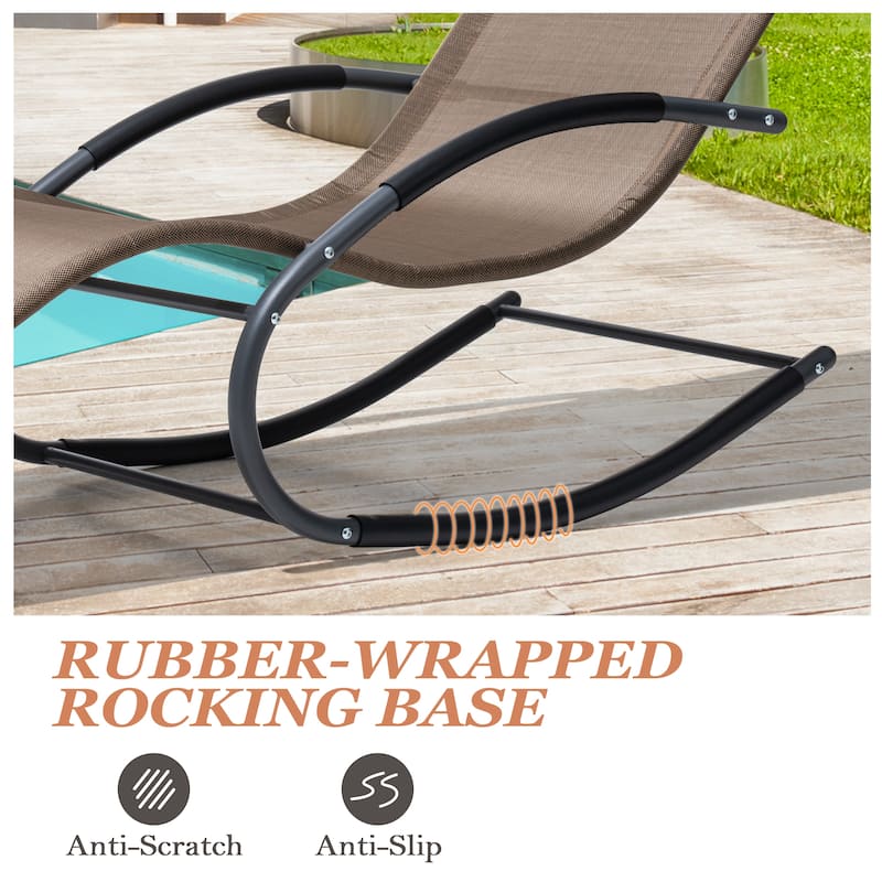 Outdoor Patio Rocking Chairs Curved Rocker Chaise Lounge Chairs (Set of 2) - 57.87" L x 24.70" W x 35.43" H