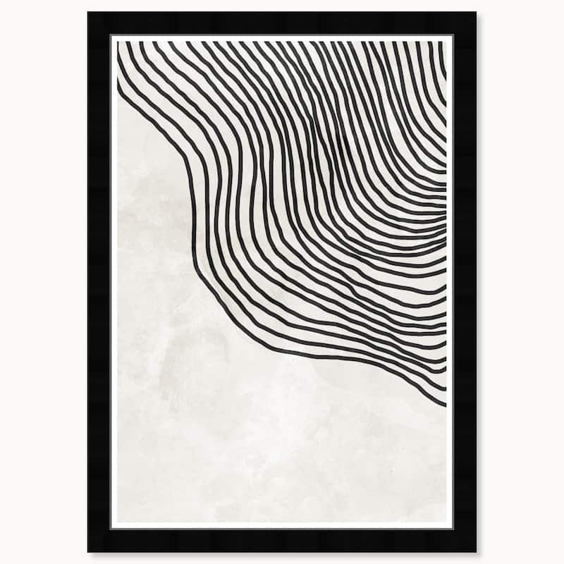 Wynwood Studio Flowing Tide Framed Boho Minimalist Abstract Prints - 15 x 21 - Black