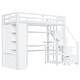 preview thumbnail 4 of 11, Twin Size Metal Loft Bed Frame with L-Shaped Desk, USB Ports, Storage Shelf, Wardrobe and Stepped Stairs for Bedroom
