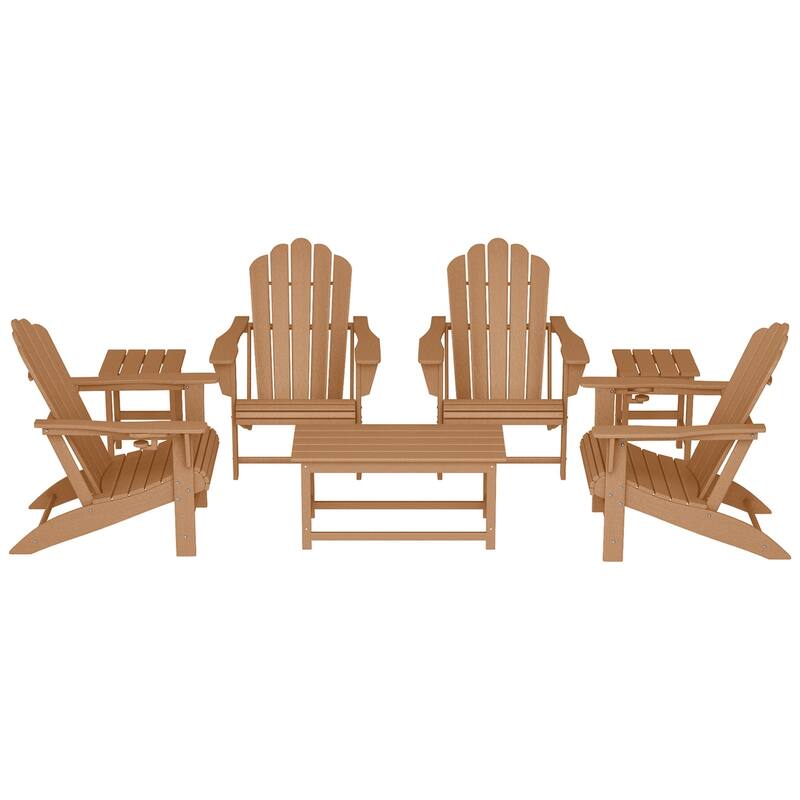Aderson Outdoor Poly Adirondack Conversation Lounge 7-Piece Set - Teak