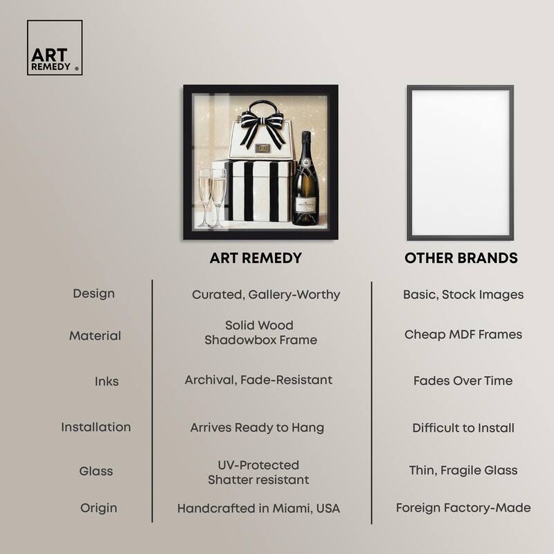 Black and White Striped Glam Shadowbox by Art Remedy