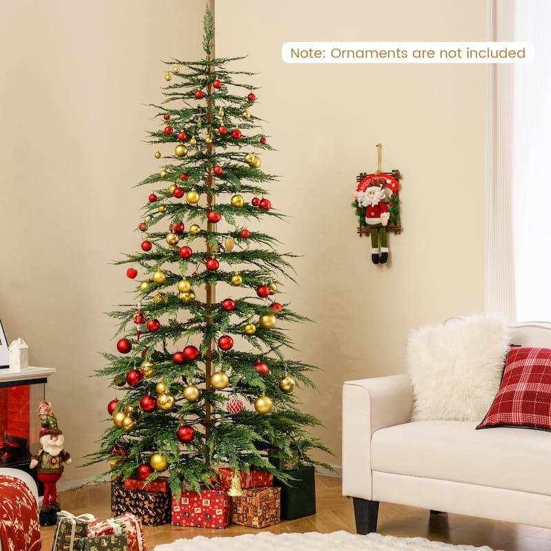 Costway 6.5 FT/7.5FT Pre-Lit Christmas Tree Hinged with 470/612 PE