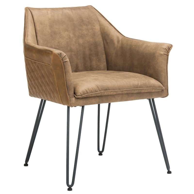 SAFAVIEH Beverley 19"H Brown Leather Dining Chair (Set of 2) - 26.8" x 24" x 31.3" - 27Wx24Dx31H