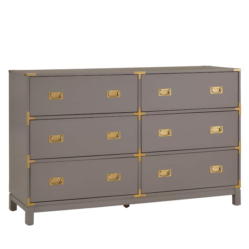 Kedric 6-Drawer Gold Accent Dresser by iNSPIRE Q Bold - Grey