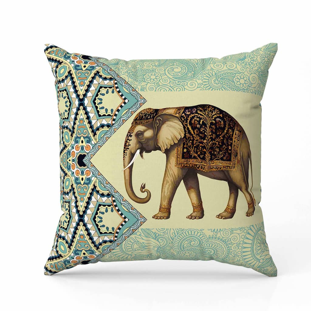 Floraphant Faux Suede Reversible Throw Pillow Cream and FallGreen