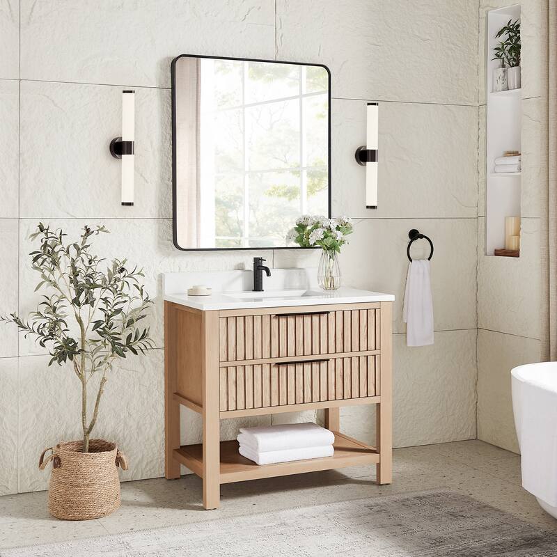 Tehran Bath Vanity with Composite Stone Top without Mirror