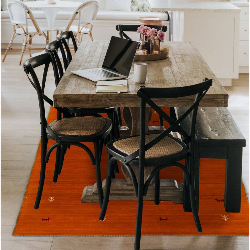 Kashkuli Gabbeh Burnt Orange Rug 4'0" x 5'7" - 4'0 x 5'7