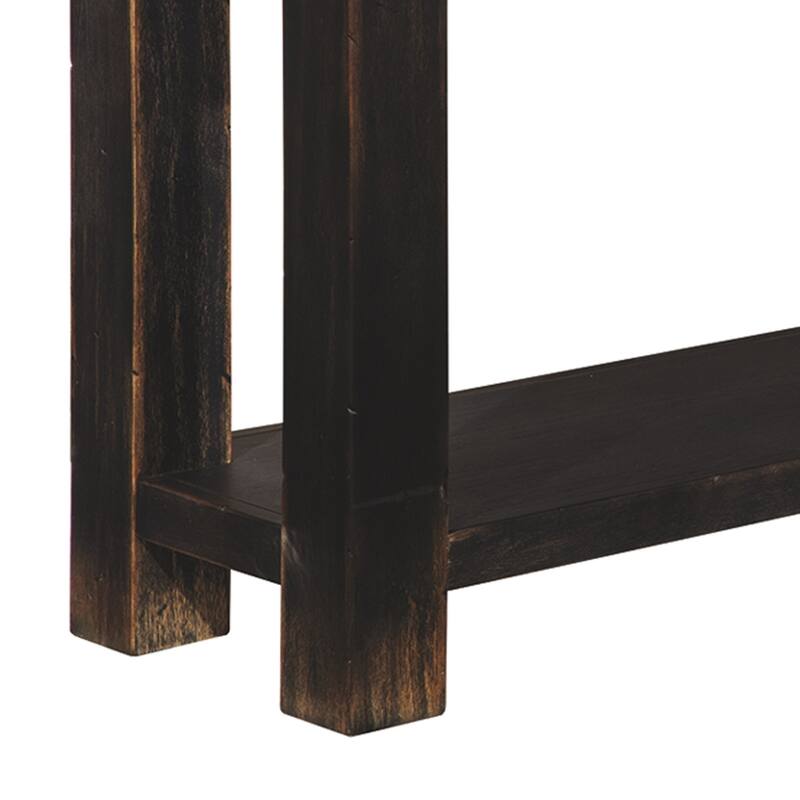 Wooden Sofa Table with Four Drawers and One Shelf, Weathered Black