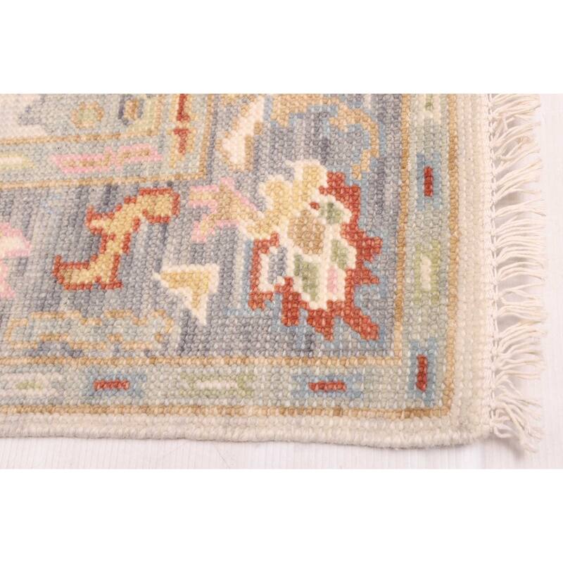 ECARPETGALLERY Hand-knotted Modern Oushak Light Grey Wool Rug - 3'7 x 5'6