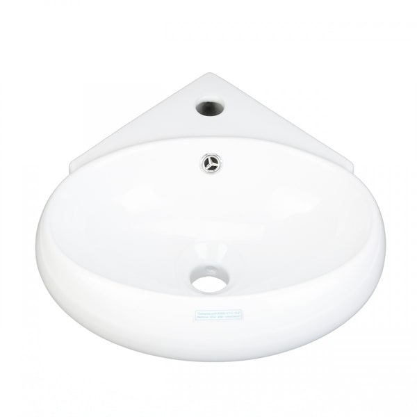 Corner Wall Mount Bathroom Sink Above Counter Vessel White
