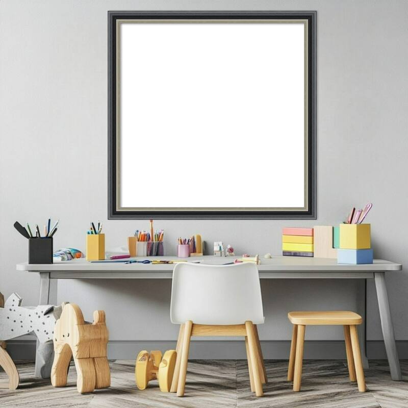 Amanti Art Theo Black Silver Framed Dry Erase Magnetic Board