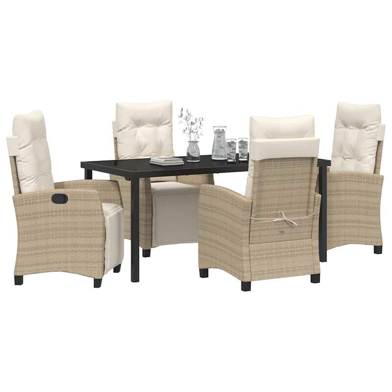 vidaXL Garden Dining Set with Cushion Poly Rattan