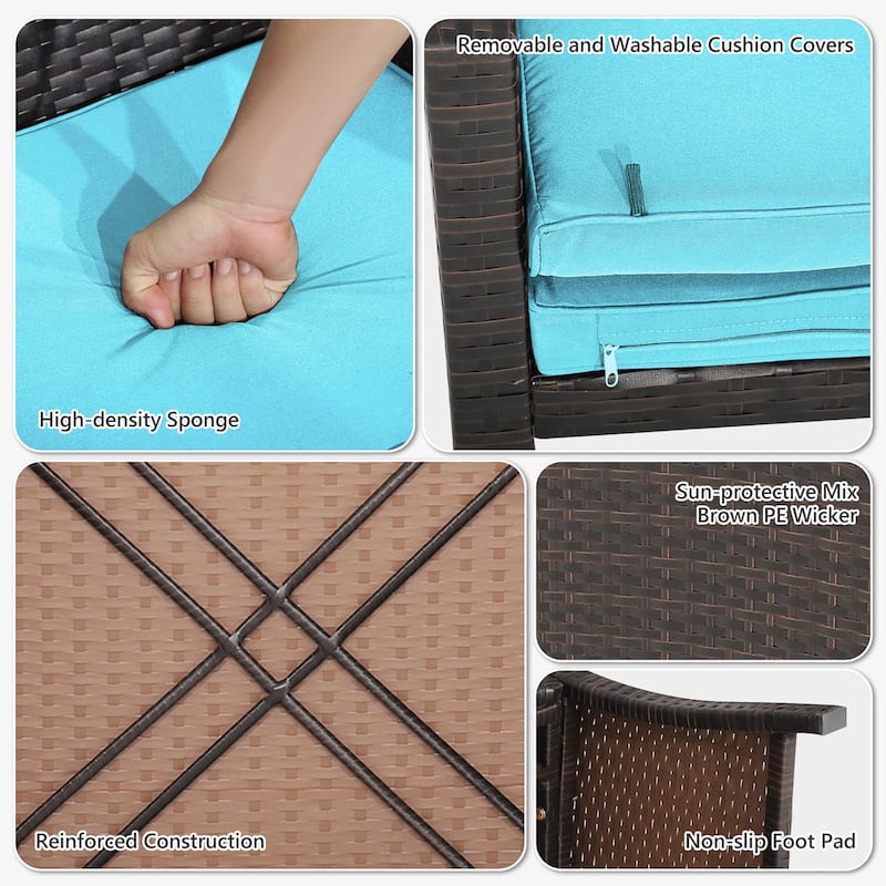 Costway 5PCS Patio Rattan Furniture Set Ottoman Cushioned W/Cover - See Details