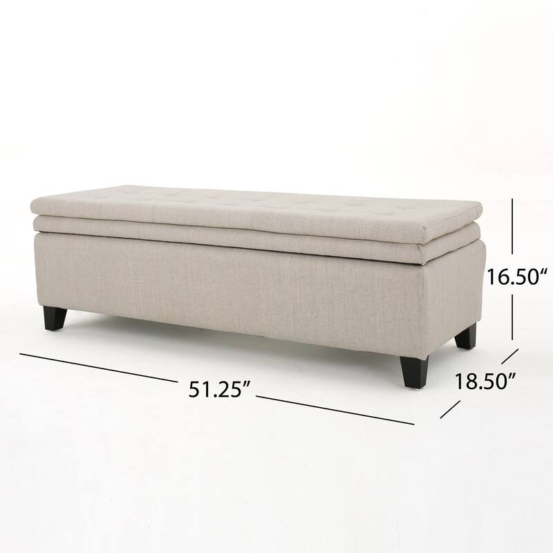 Roomfitters Upholstered Storage Ottoman, Modern Bench with Lift-Top Lid for Entryway, Living Room, Beige