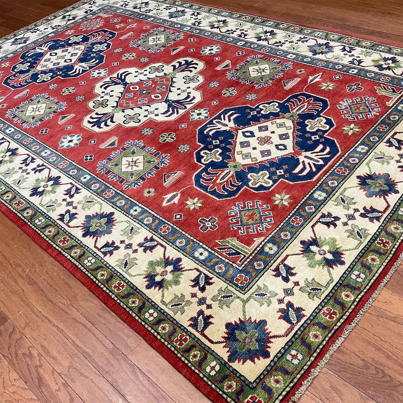HERAT ORIENTAL Handmade Kazak Wool Rug - 6'3" x 9'5"