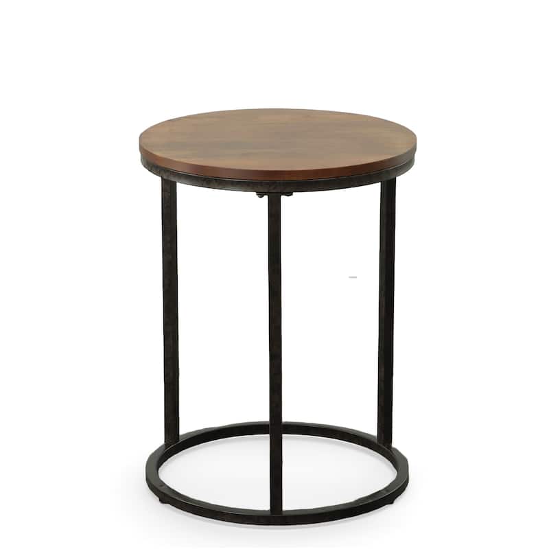 Carolina Living Orson 18" Round Top Accent Table - Chestnut/Industrial