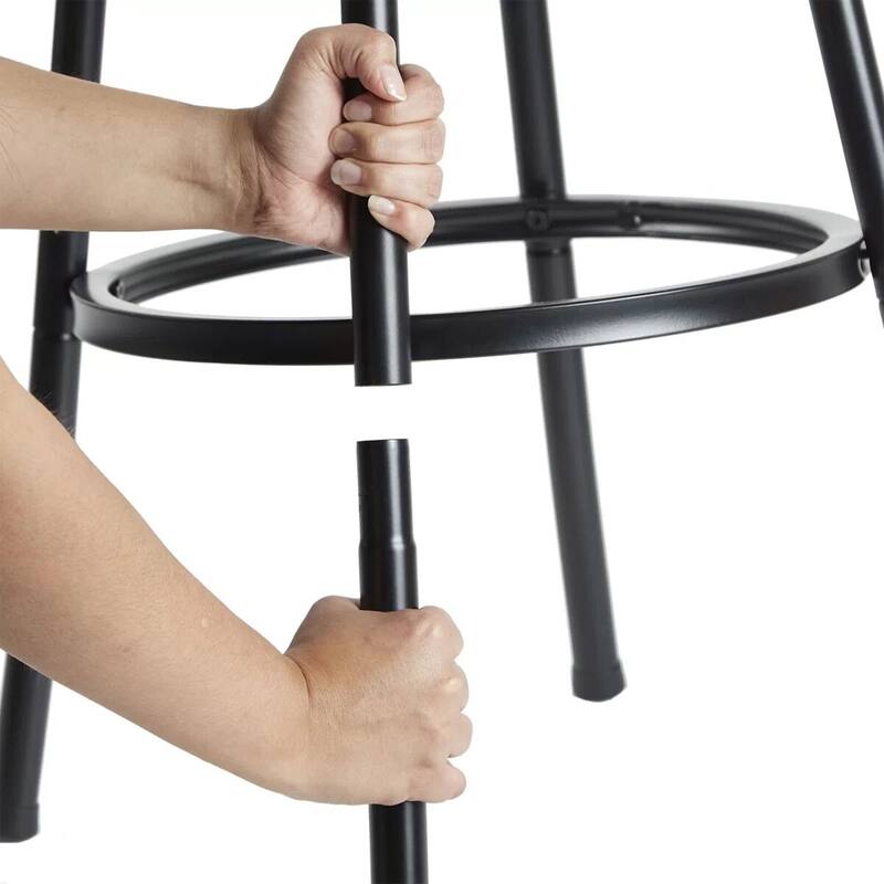 VECELO 2-Pack Brown 360° Swivel Bar Stools with Scroll-back Footrest and Detachable Heel for Kitchen Counter and Living Room