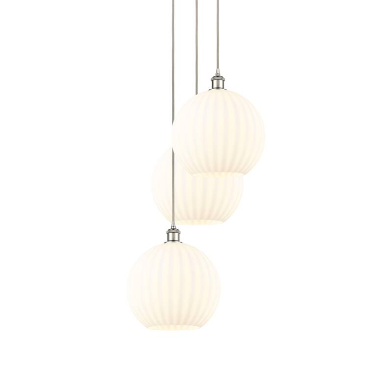Innovations Lighting 113B-3P-39-19 White Venetian Pendant White - Polished Nickel