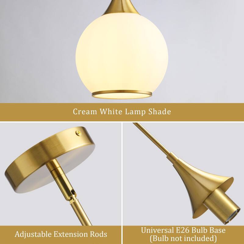 Modern Pendant Light Fixture Dimmable Kitchen Island Hanging Ceiling Lights with Glass Shade