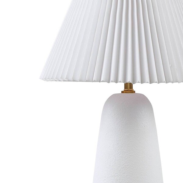 Textured Ceramic Table Lamp with Fluted Fabric Shade Matte White Base Pleated White Shade Plug in Non Dimmable On Sale Bed Bath Beyond 42339831